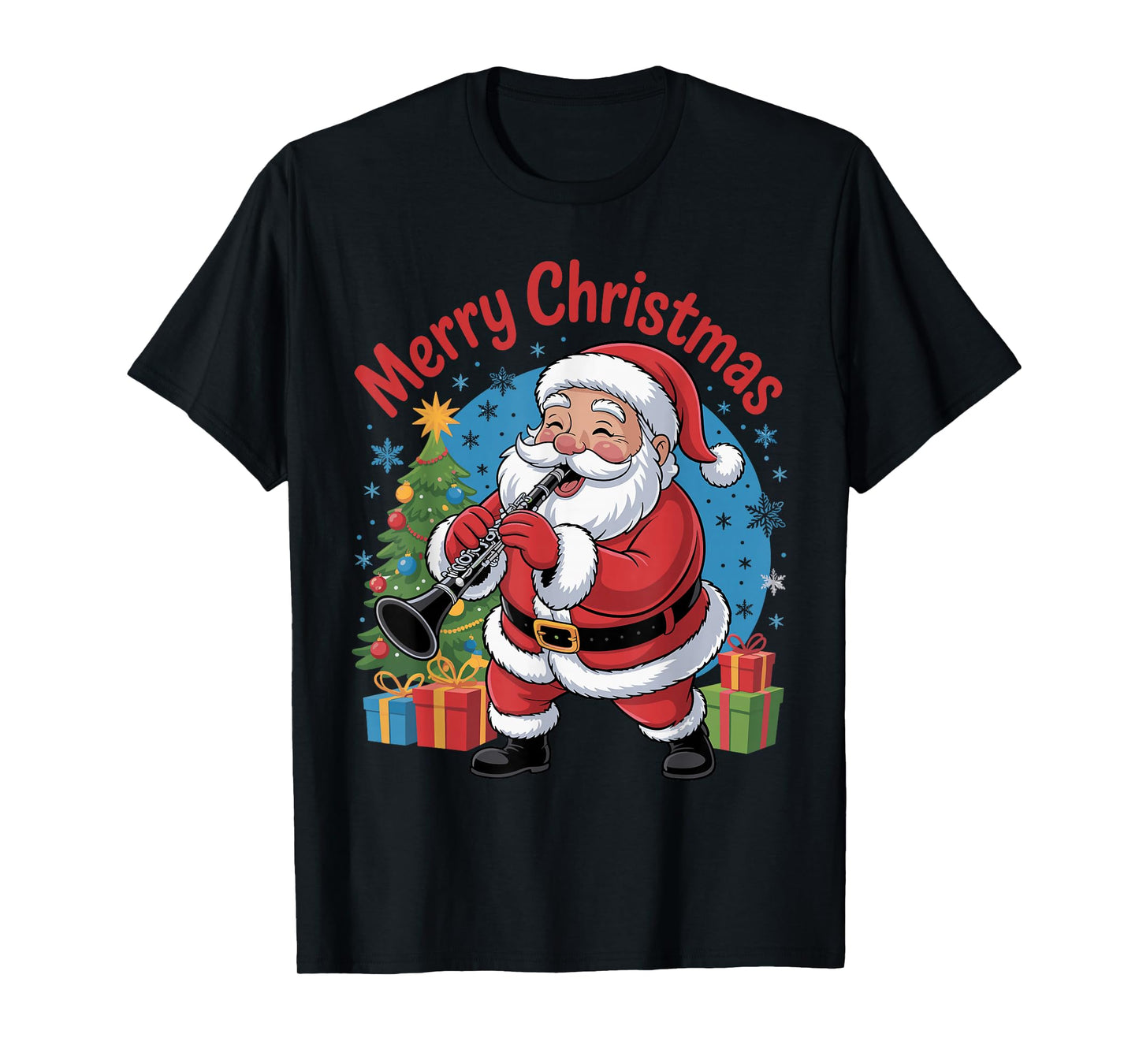 Funny Santa Christmas Design Clarinet Holiday Xmas Pajama T-Shirt
