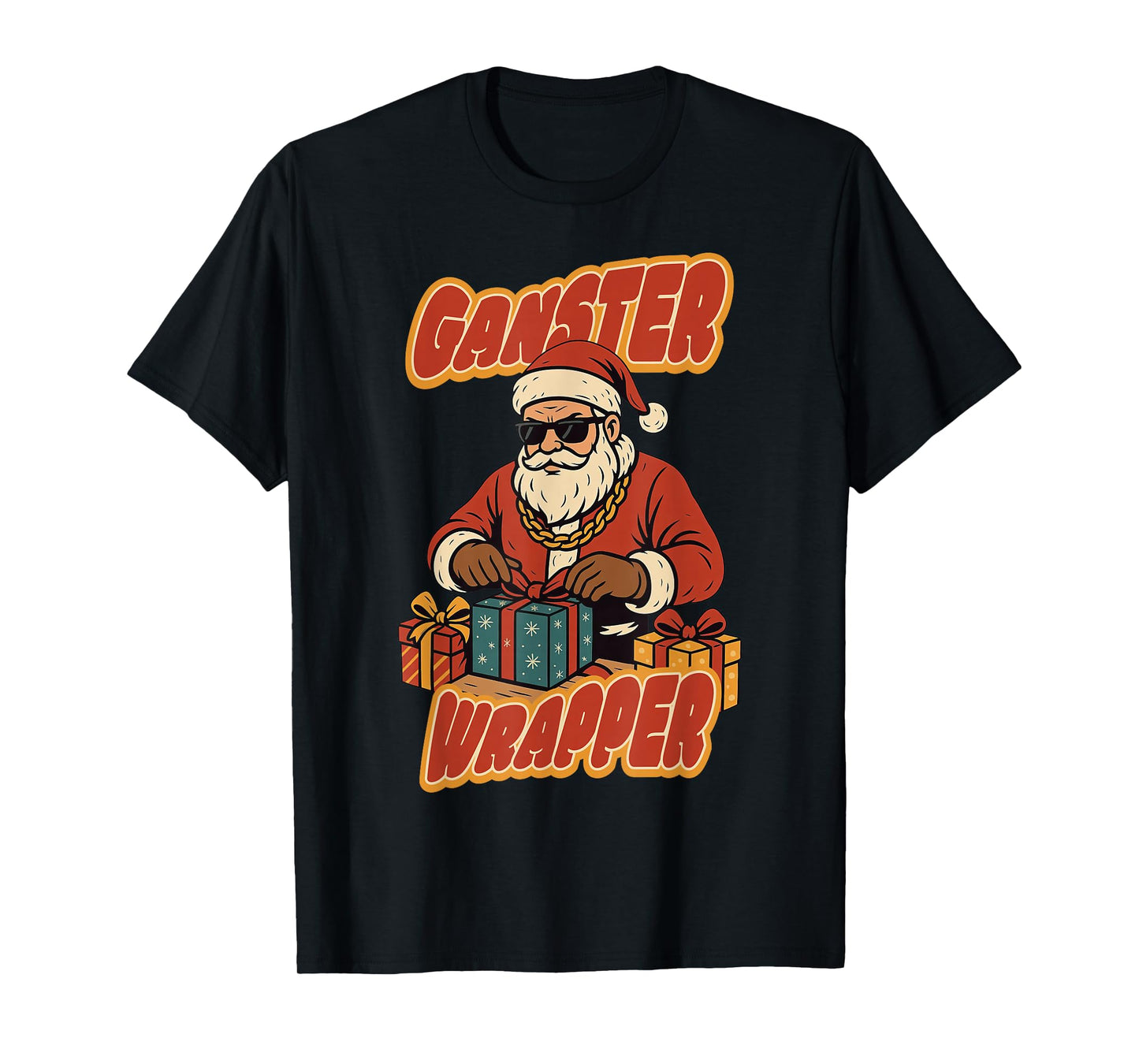 Gangster Wrapper Cool Hiphop Santa Claus Christmas T-Shirt