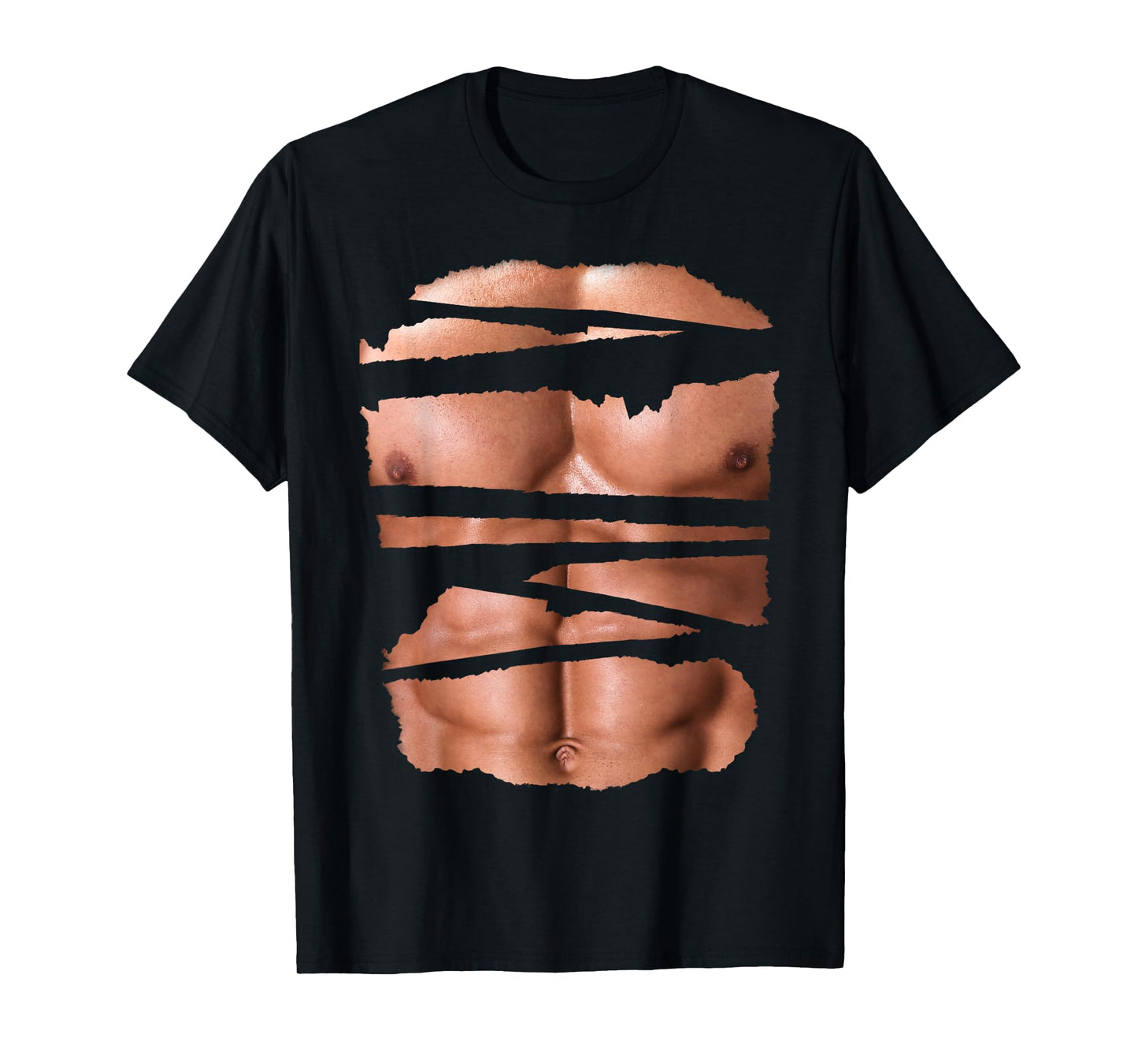 Funny Fake Muscles Fitness Model Chest Six Pack Abs Ripped T-Shirt