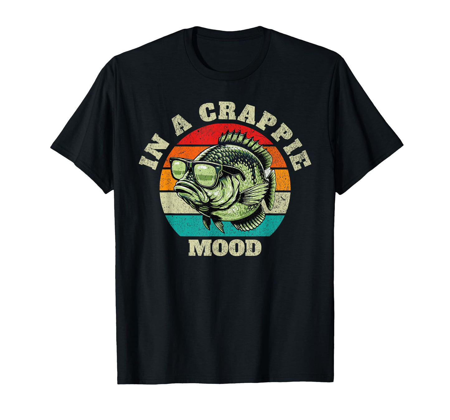 Funny In A Crappie Mood Retro Fishing Sarcastic Dad Mens T-Shirt