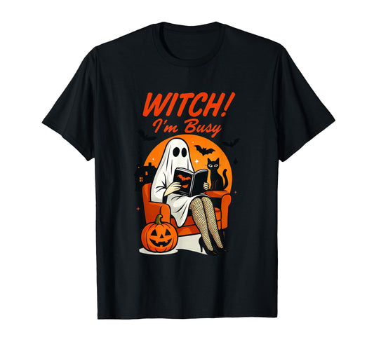 Witch I'm Busy Halloween Ghost Reading Fun T-Shirt