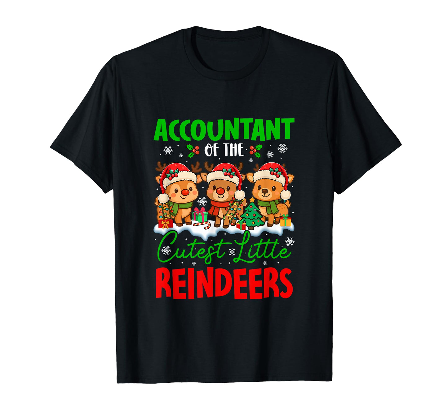 Accountant of Cutest Reindeers Xmas Three Santa Reindeers T-Shirt