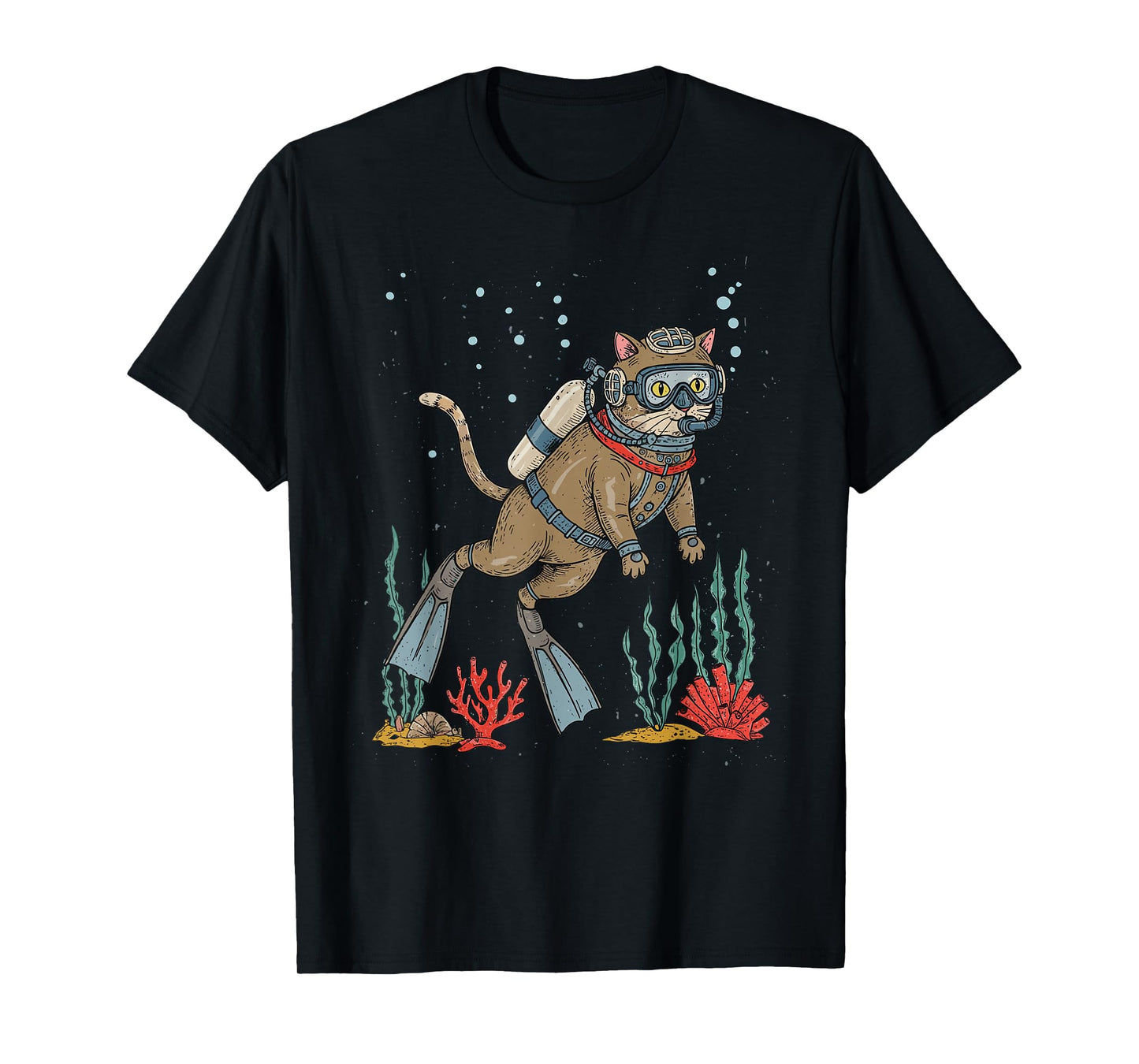 Scuba Diver Cat Vintage Retro T-Shirt