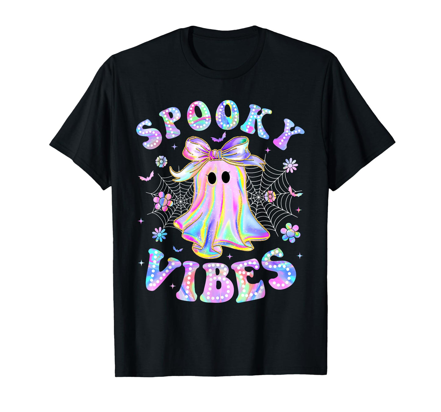 Spooky Vibes Ghost Retro Halloween Boo Boo Crew T-Shirt