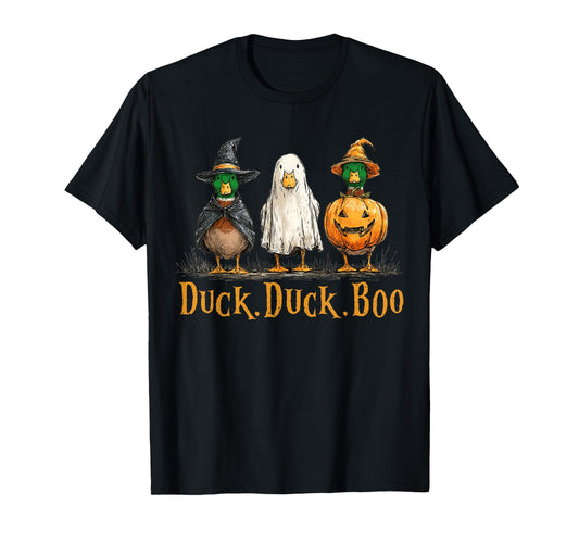 Duck Duck Boo Funny Duck Goose Witch Pumpkin Halloween T-Shirt