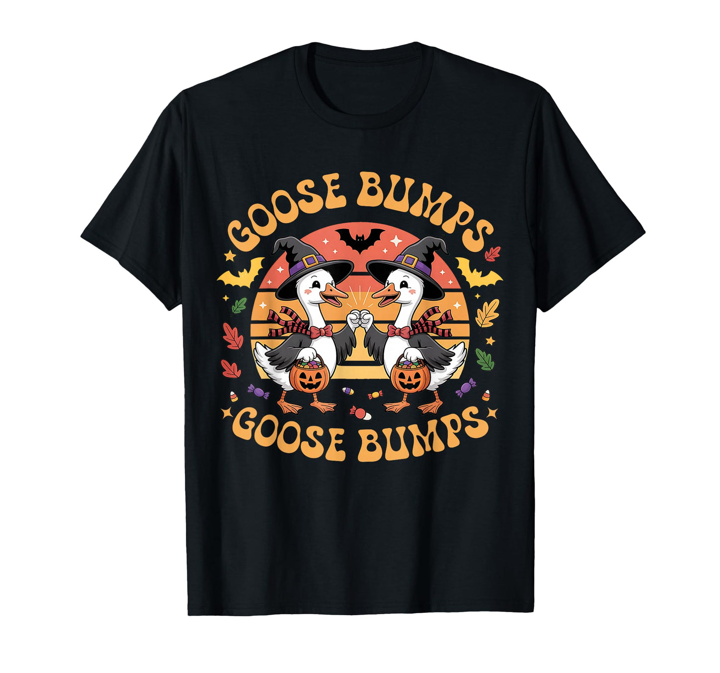 Funny Goose Bumps Halloween Geese Fist Bump T-Shirt
