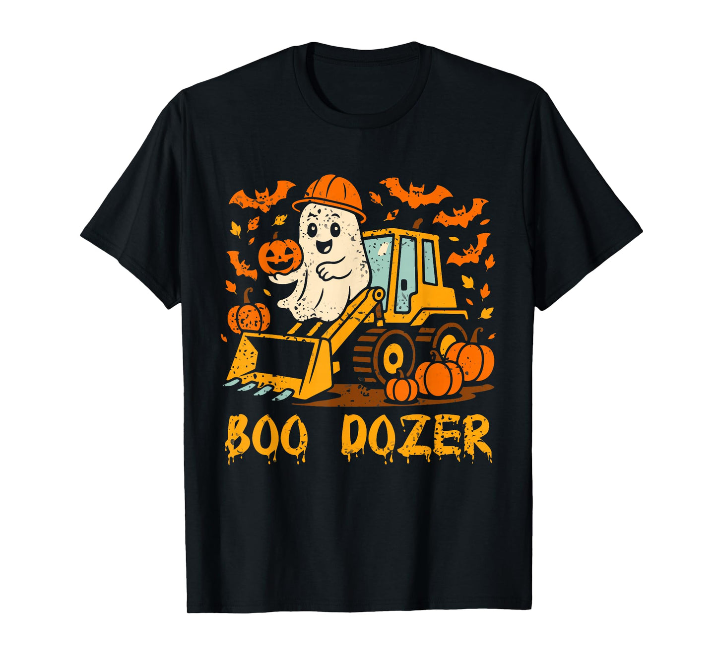 Boo Dozer Ghost Bulldozer Halloween Construction Trucks Kids T-Shirt