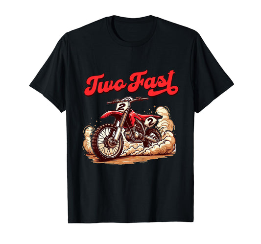 Kids 2nd Birthday Baby Boy 2 Year Old Birthday Two Fast Dirt Bike T-Shirt