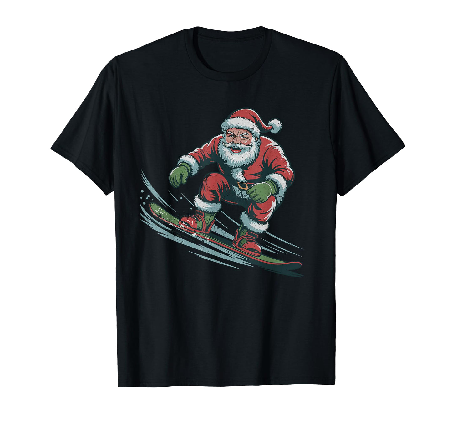 Vintage Santa Snowboarding Retro Christmas Holiday Sports T-Shirt