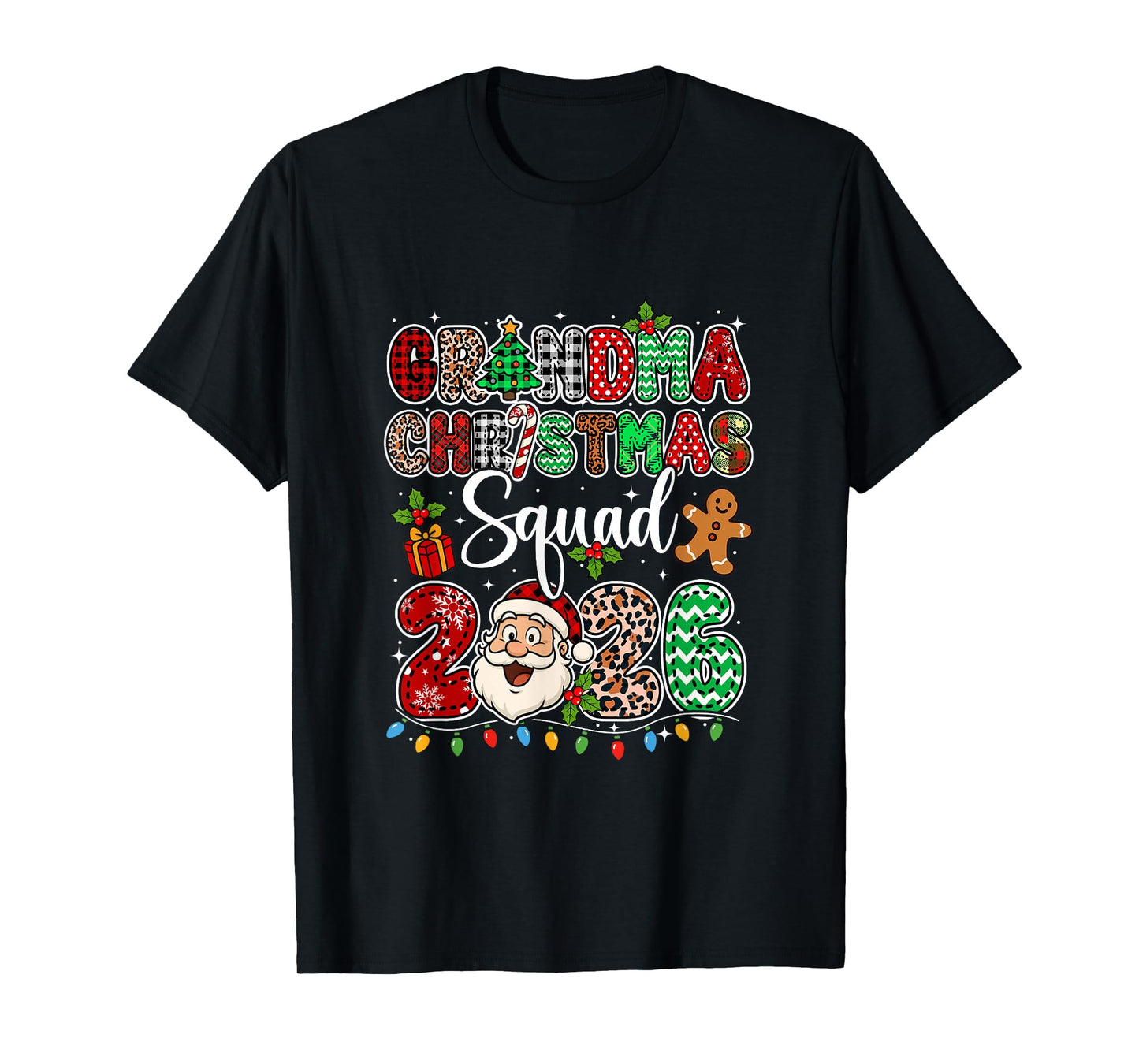 Grandma Christmas Crew 2026 Leopard Funny Santa Family Group T-Shirt