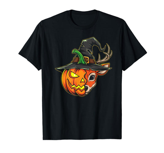 Deer Pumpkin Jack O Lantern Halloween Kids Mens Womens T-Shirt