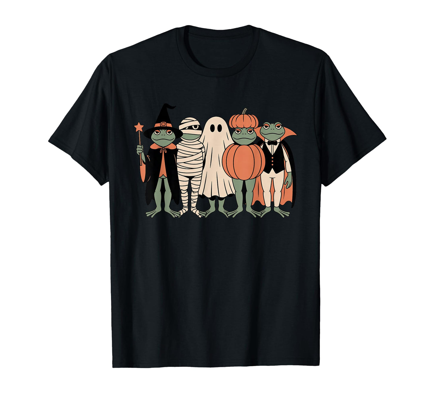 Spooky Frogs Halloween Costumes Ghost Witch Mummy Pumpkin T-Shirt