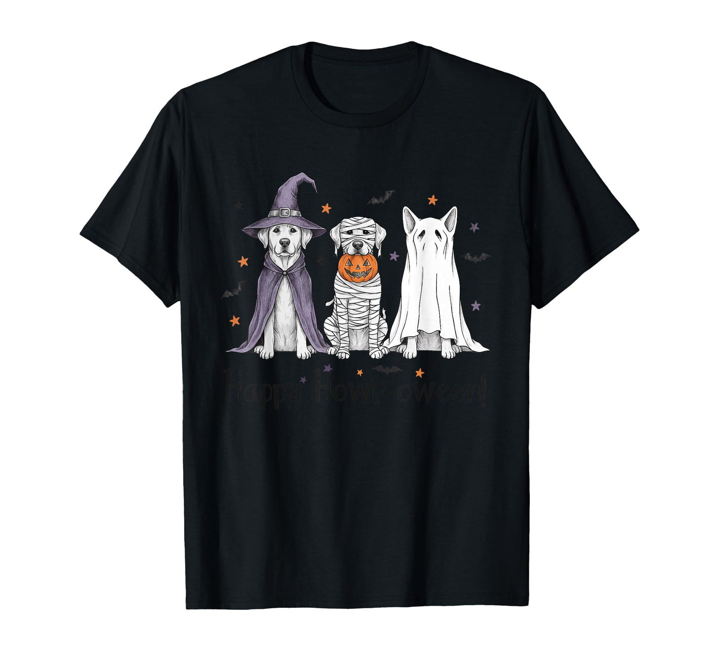 Funny Halloween Labrador Dogs Witch Mummy Ghost Pumpkin T-Shirt