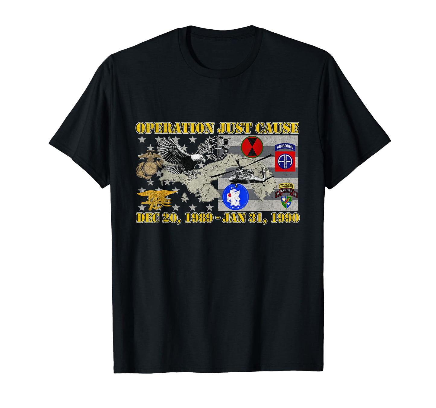 Operation Just Cause Map Panama OJC Veteran Vintage Gifts T-Shirt