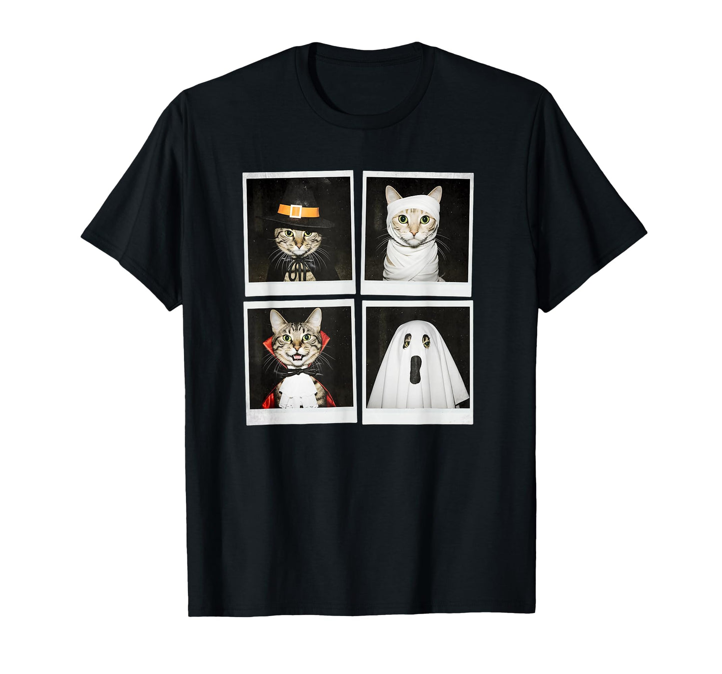 Cats Witch Mummy Vampire Ghost Funny Halloween Costume T-Shirt