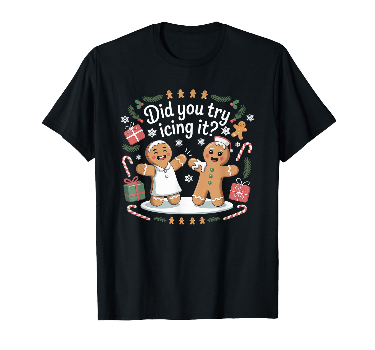 Did You Try Icing It Retro Christmas Gingerbread Nurse Squad T-Shirt