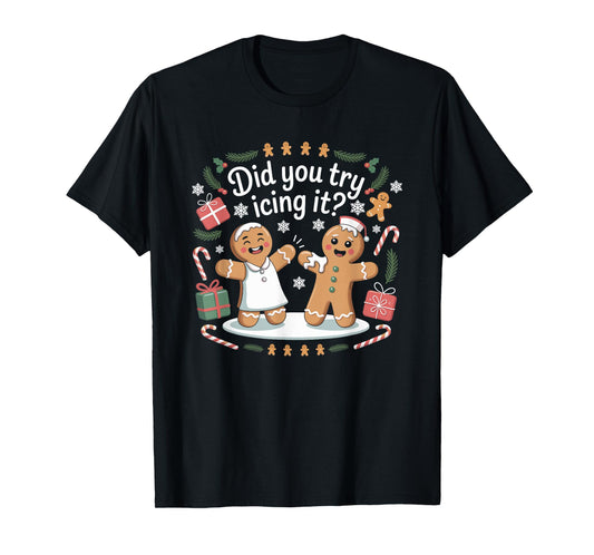 Did You Try Icing It Retro Christmas Gingerbread Nurse Squad T-Shirt