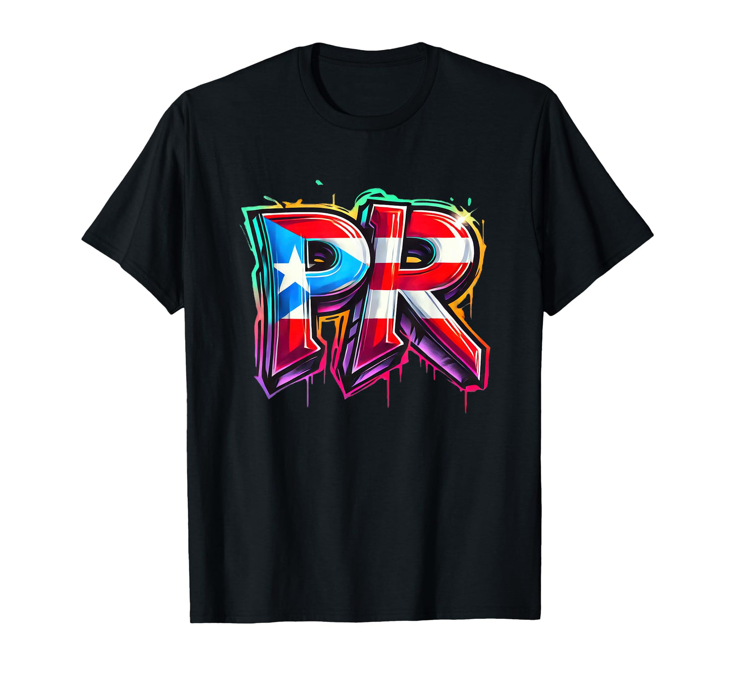 PR Graffiti Puerto Rico Flag Spray Paint Street Art Fun Cool T-Shirt