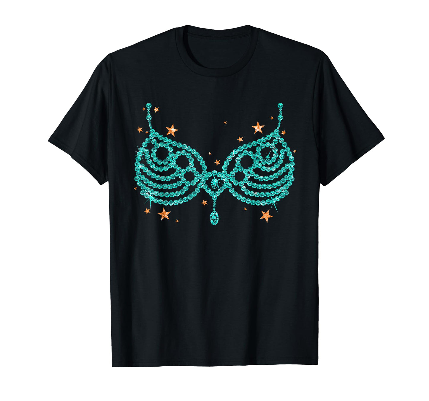 Halloween Turquoise Bra Music Show Fans Girl Women Costume T-Shirt