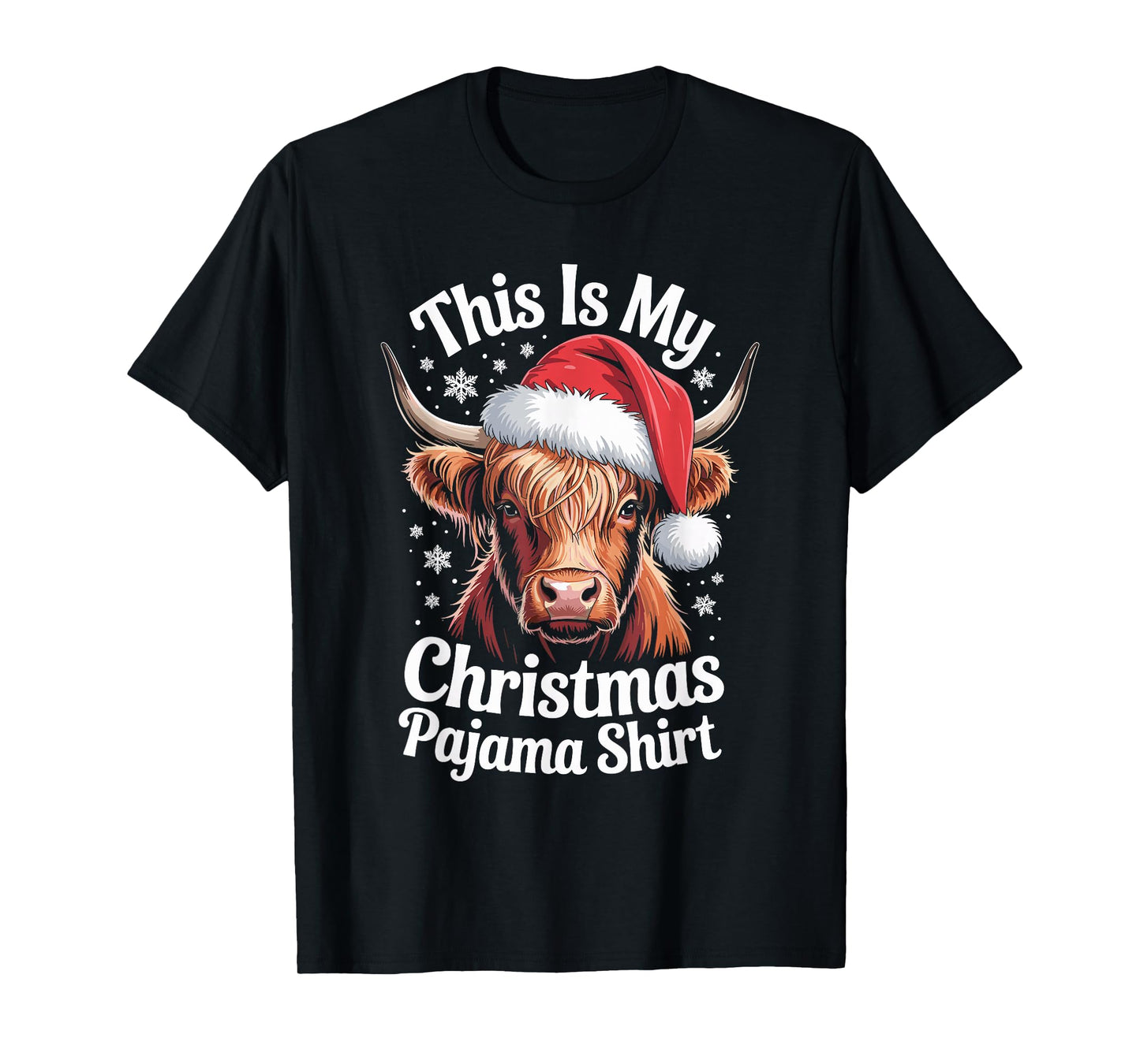 Highland Cow Santa Hat Christmas Highland Cattle Xmas T-Shirt