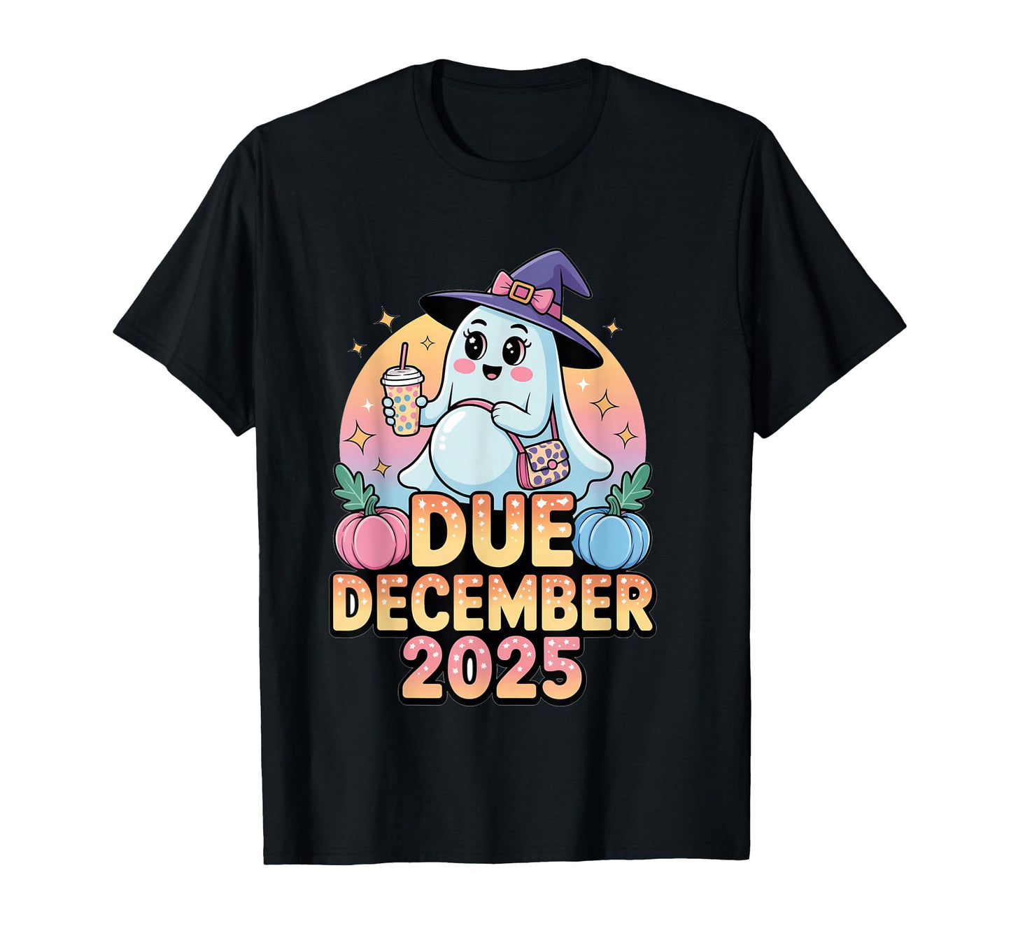 Halloween Pregnant Due December 2025 Mama Ghost Baby Mom T-Shirt