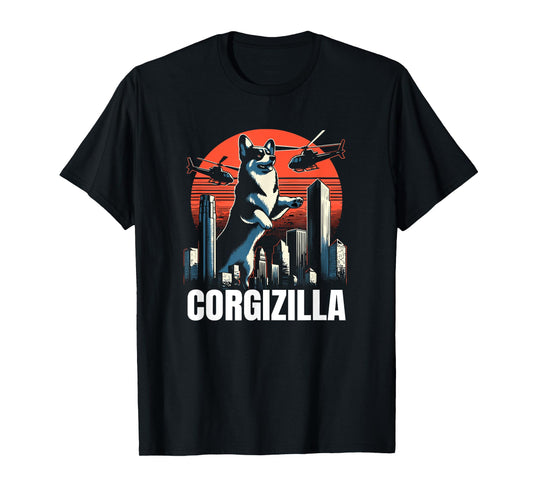 Vintage Blue Merle Corgi Corgizilla Distressed Animals Lover T-Shirt