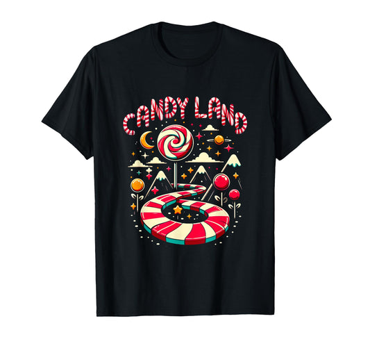 Xmas Candy Land Rainbow Trail Candy Cane Merry Christmas T-Shirt