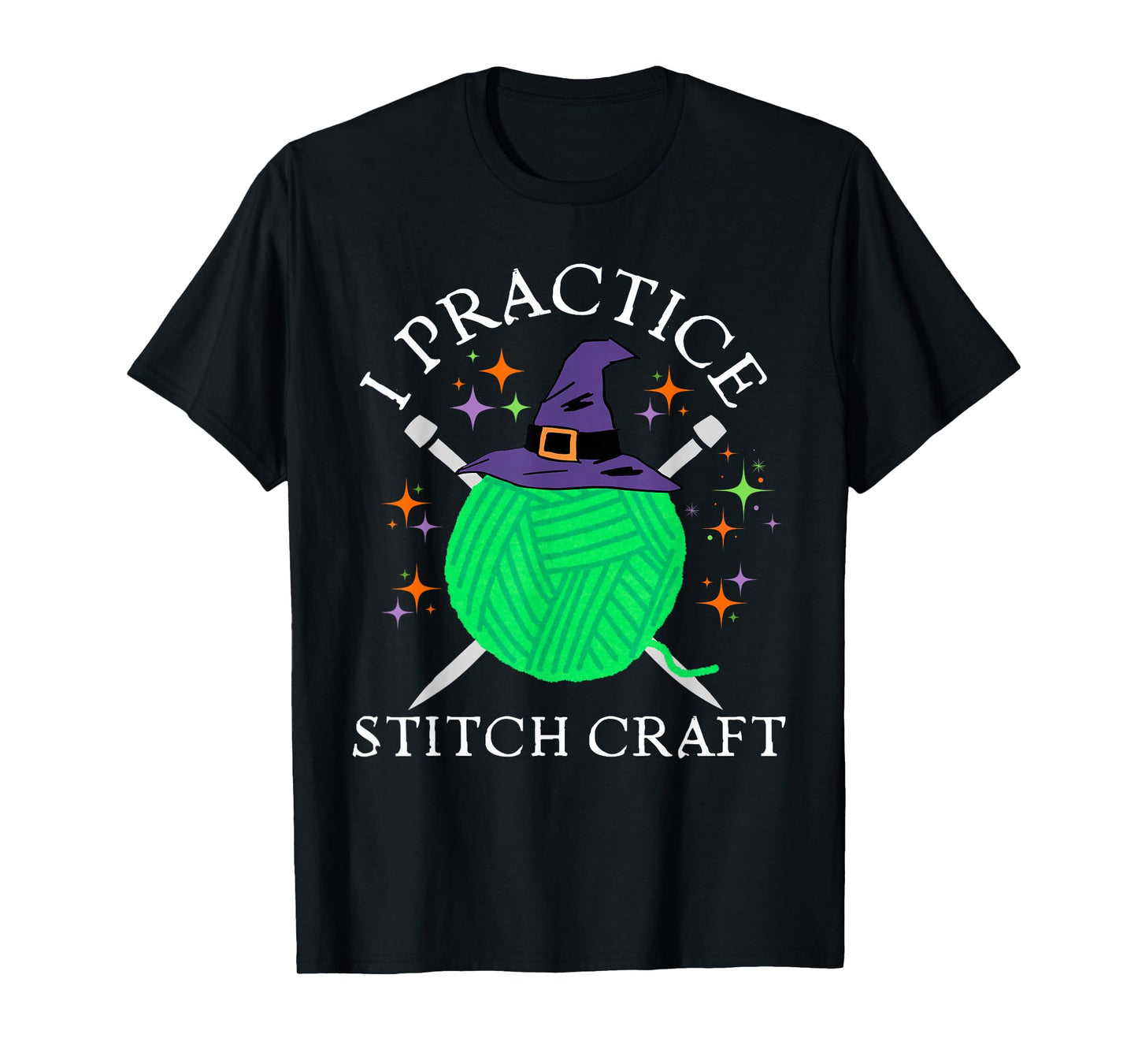I Practice Stitch Craft Halloween Knitting Knit Yarn Funny T-Shirt