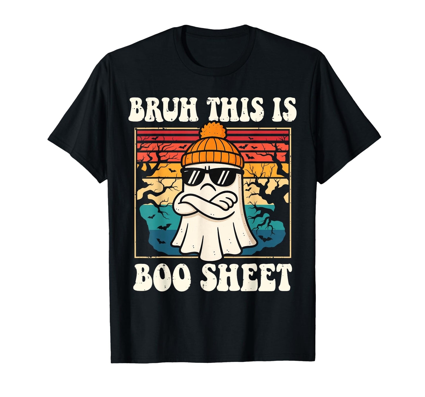Bruh This is Boo Sheet Ghost Retro Funny Halloween Men Women T-Shirt