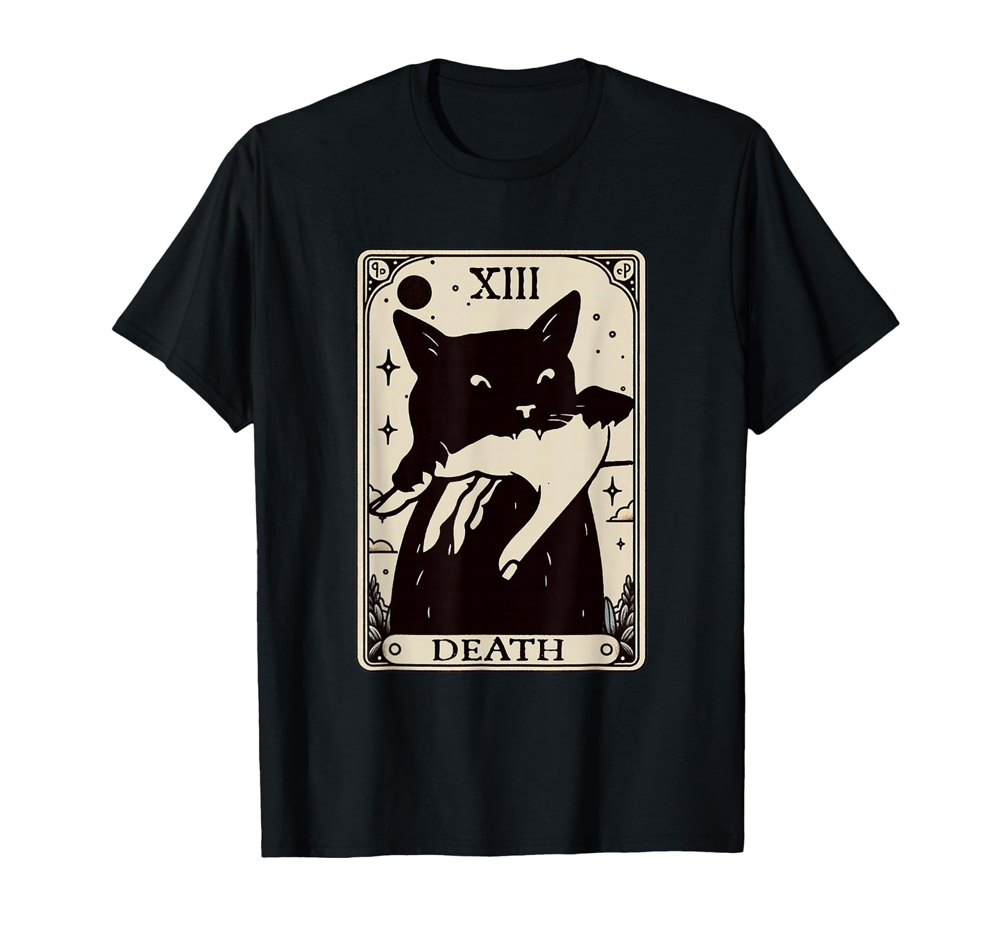 Tarot Card Black Cat Tarot Death Kitty Halloween Spooky Cat T-Shirt