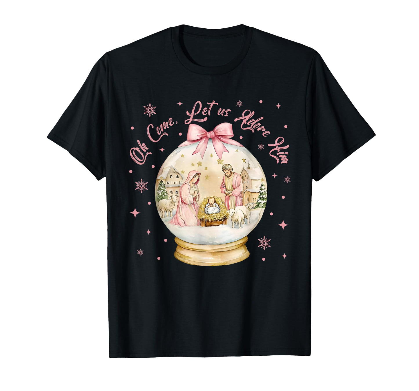 Oh Come Let Us Adore Him Jesus Christian Holiday Christmas T-Shirt