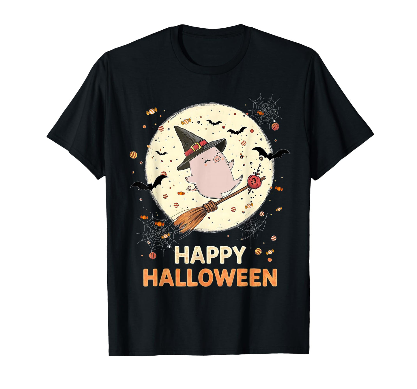 Pig Witch Candy Spooky Ghost Piglet Farmer Halloween Costume T-Shirt