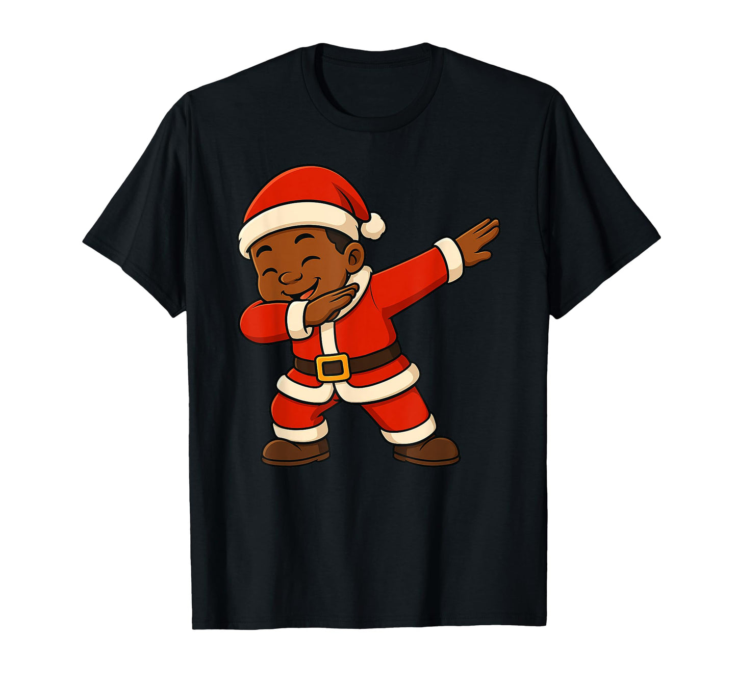 Funny Black Kid Xmas Merry Christmas Santa Dabbing Boys Girl T-Shirt