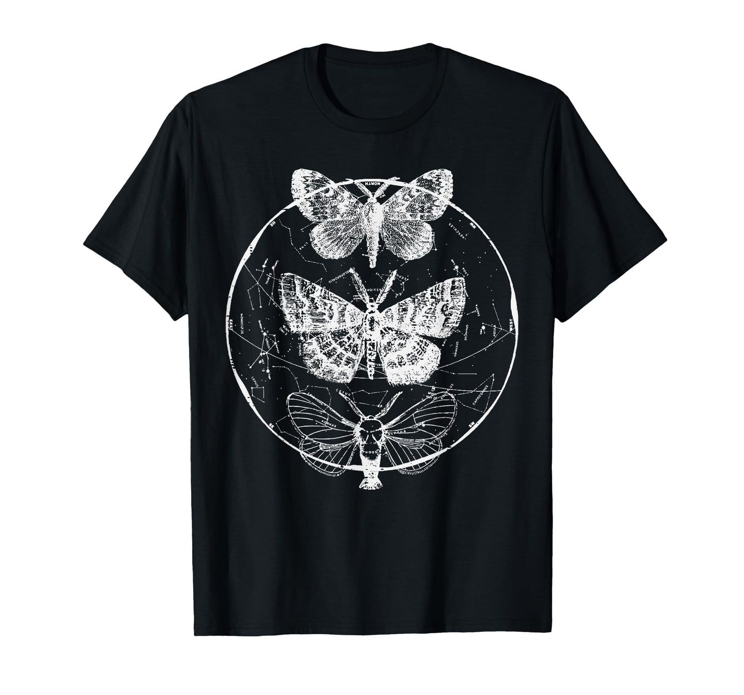 Moth Astrology Circle Constellations Stars Women Men Kids T-Shirt