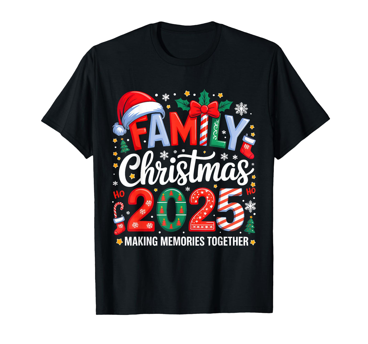Family Christmas 2025 Squad Santa Elf Xmas Matching Costume T-Shirt