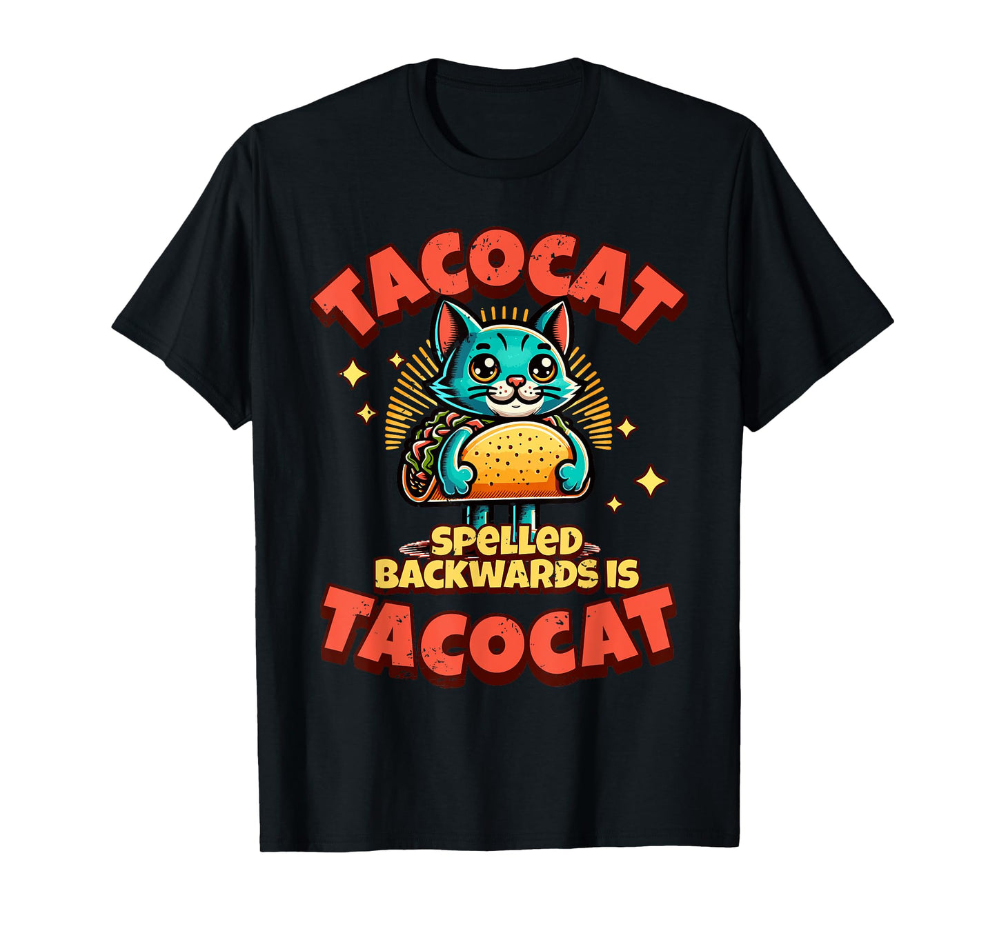 Retro Tacocat Spelled Backwards Is Taco Cat Tee, Cute Paws T-Shirt for Men Women Girls Kids