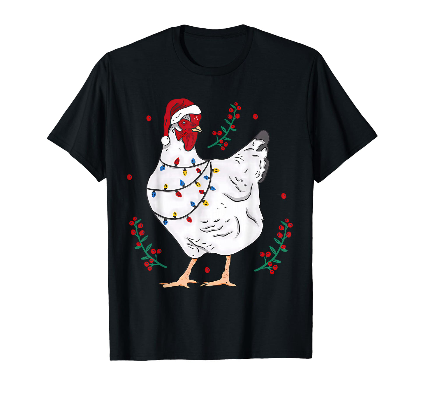 Christmas Lights Chicken Santa Funny Xmas Tree Chick T-Shirt