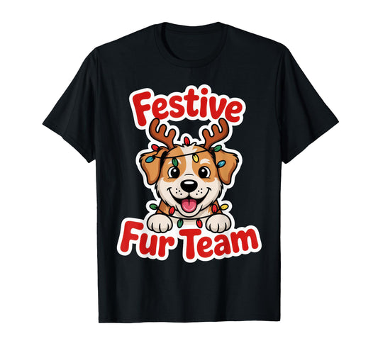 Festive Family Xmas Lighting Santa Dog Christmas Matching T-Shirt