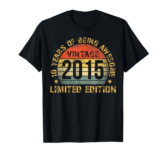 10 Year Old BDay Decorations Son Boy 10yr 2015 10th Birthday T-Shirt