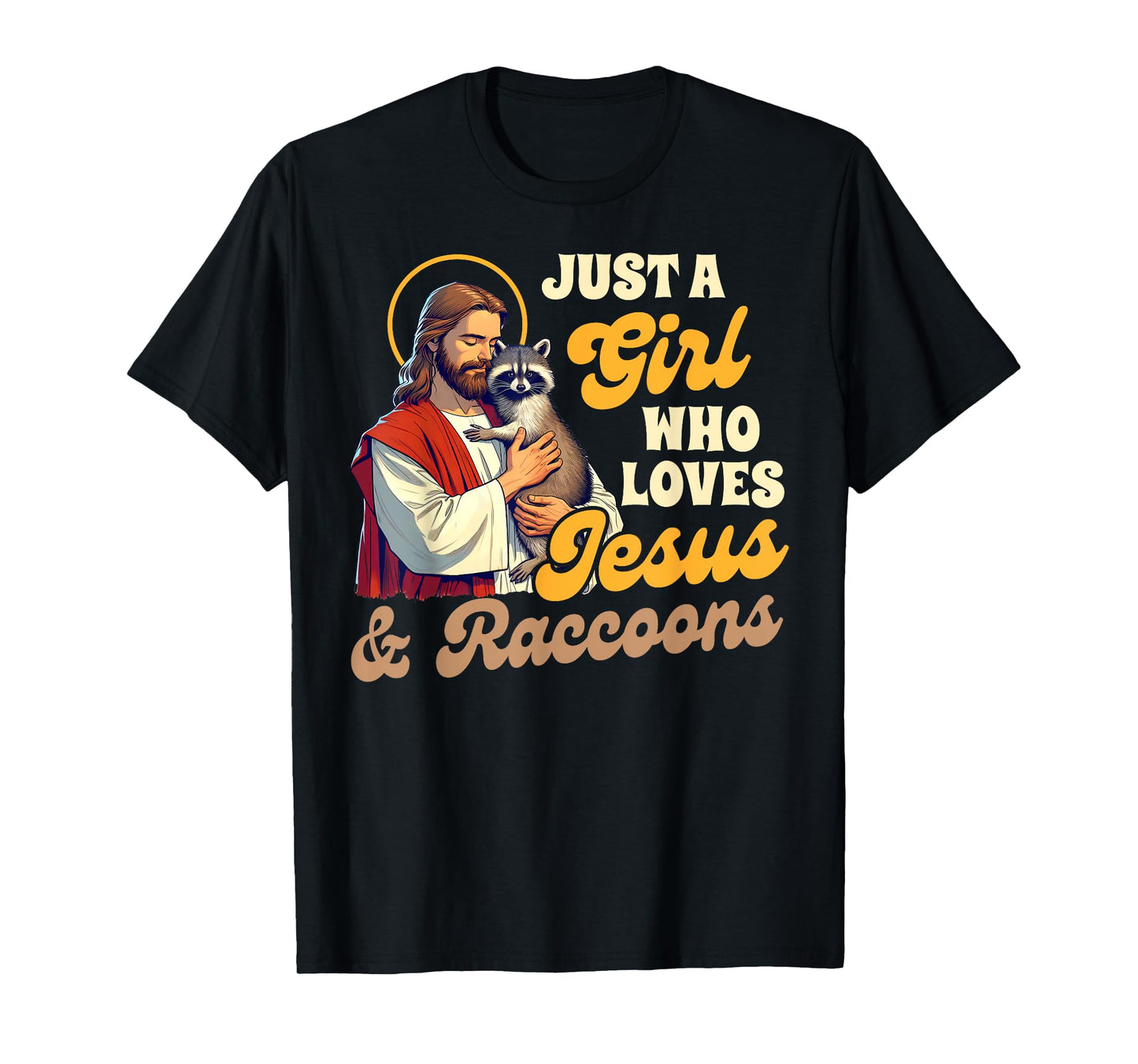 Christian Racoon Trash Panda A Girl Loves Jesus & Raccoons T-Shirt