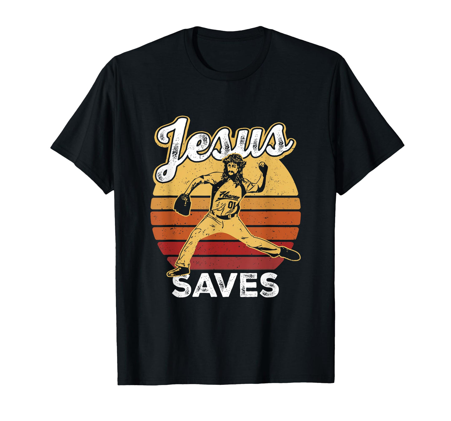 Retro Jesus a Saves Baseball Pitcher Fan Christian T-Shirt