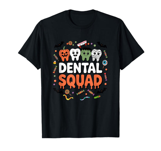 Dental Squad Costume Trick Or Teeth Dentist Halloween Ghost T-Shirt