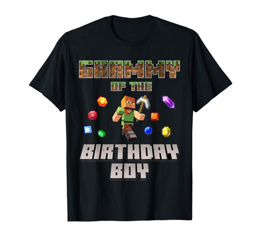 Grammy Of The Birthday Boy Video Gamer Pixel Number T-Shirt