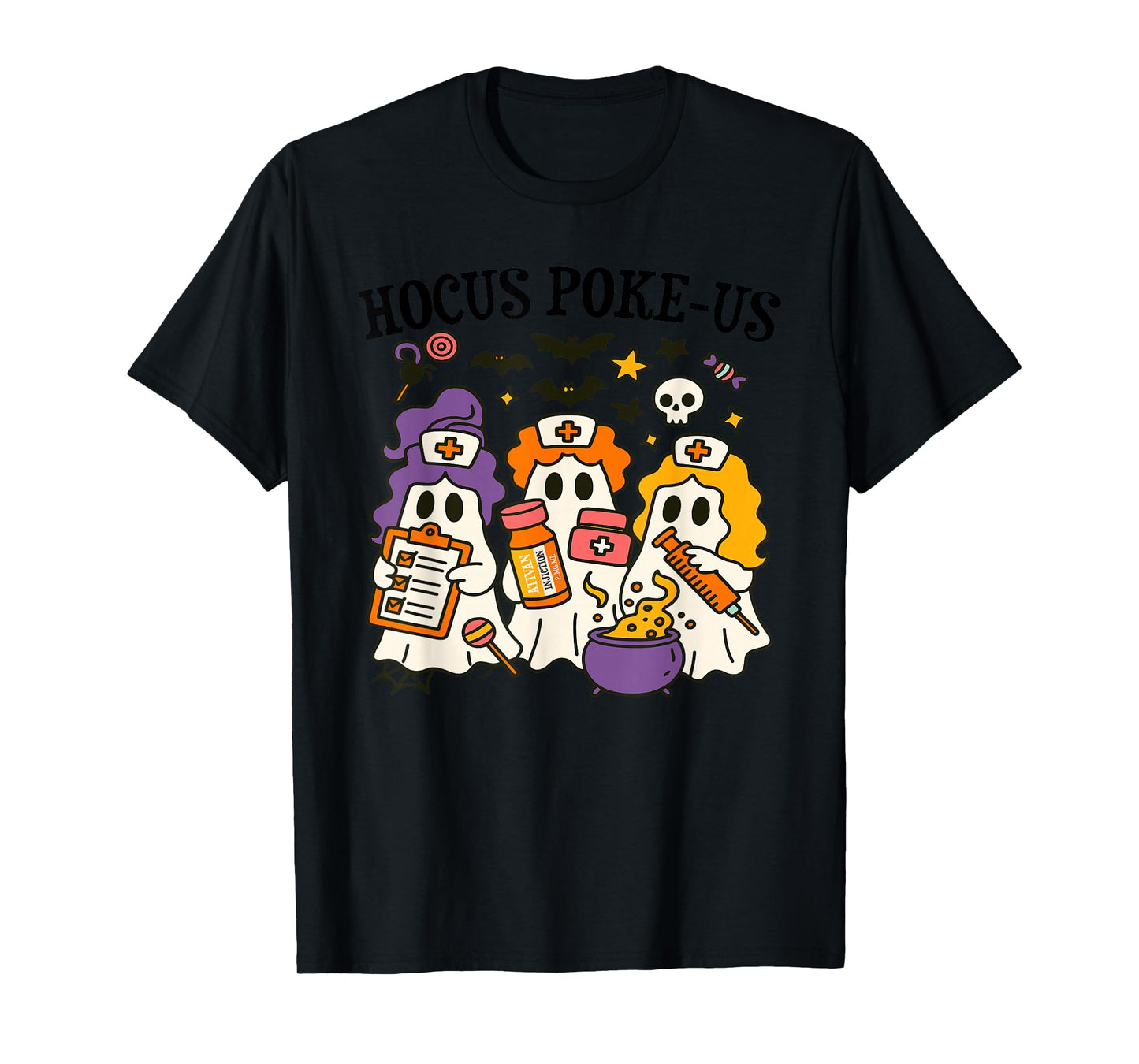 Funny Hocus Poke-us Spooky Nurse Halloween Outfit T-Shirt