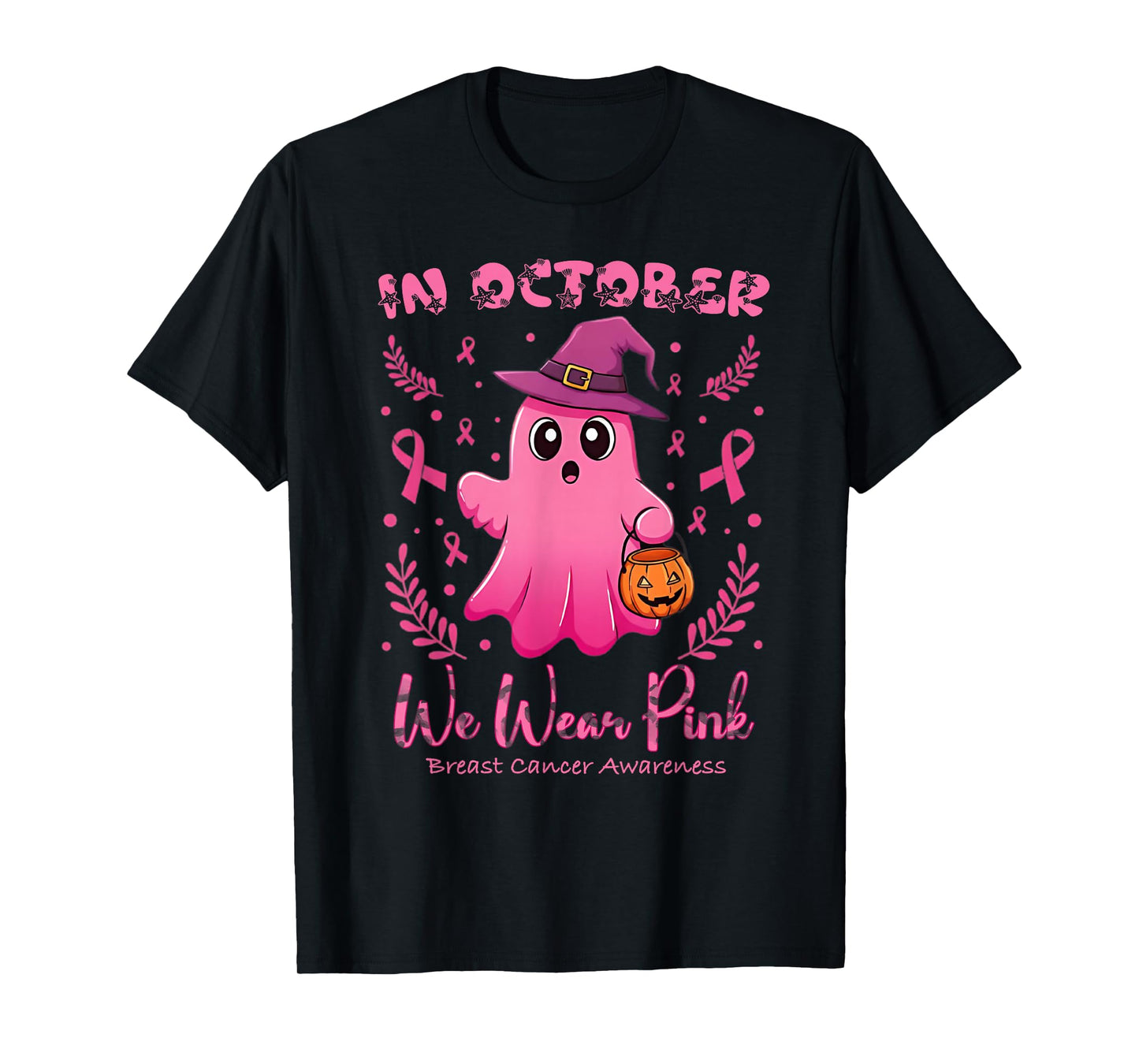 Breast Cancer Women Halloween in October We Wear Pink T-Shirt