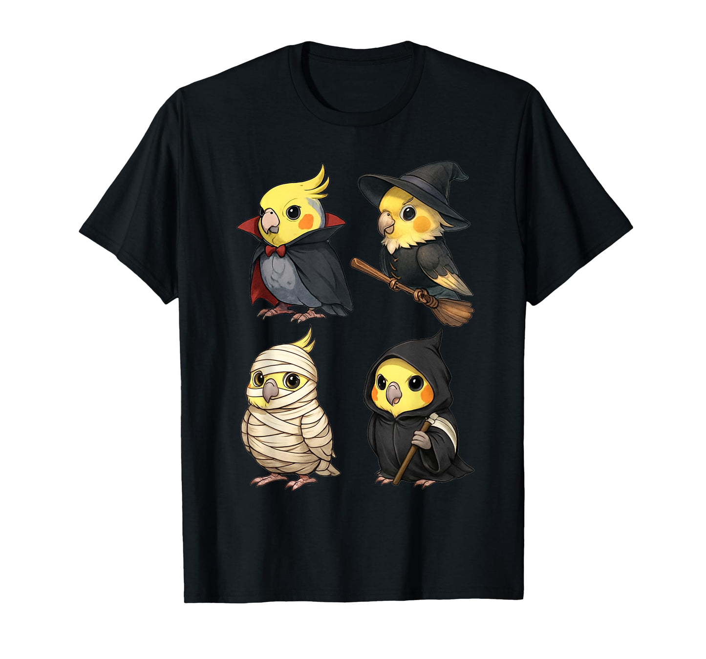 Cute Cockatiel Parrot Witch Boo Mummy Halloween Boys & Girls T-Shirt
