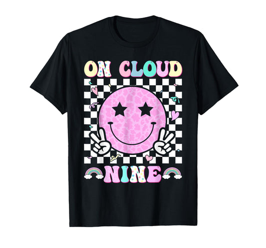 Groovy On Cloud Nine Bday 9th Birthday Girl 9 Year Old T-Shirt