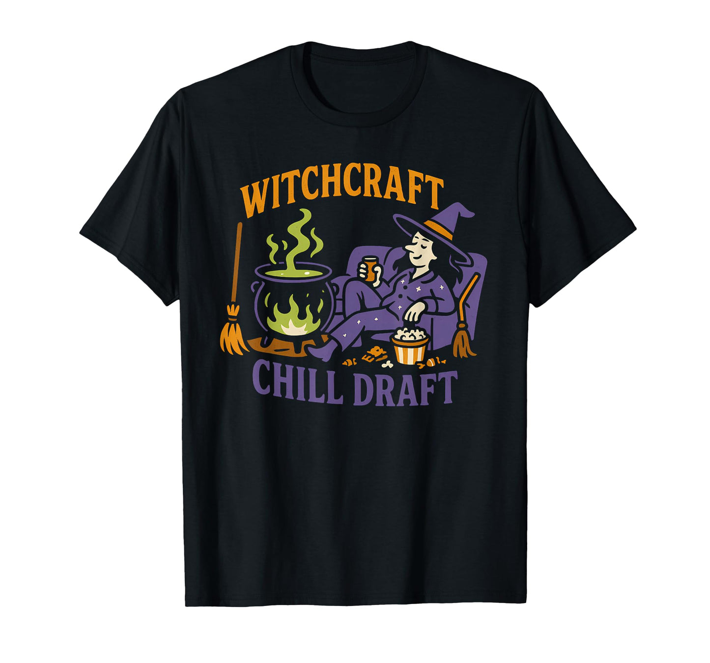 Witchcraft Chill Draft Funny Lazy Halloween Goofy Costume T-Shirt