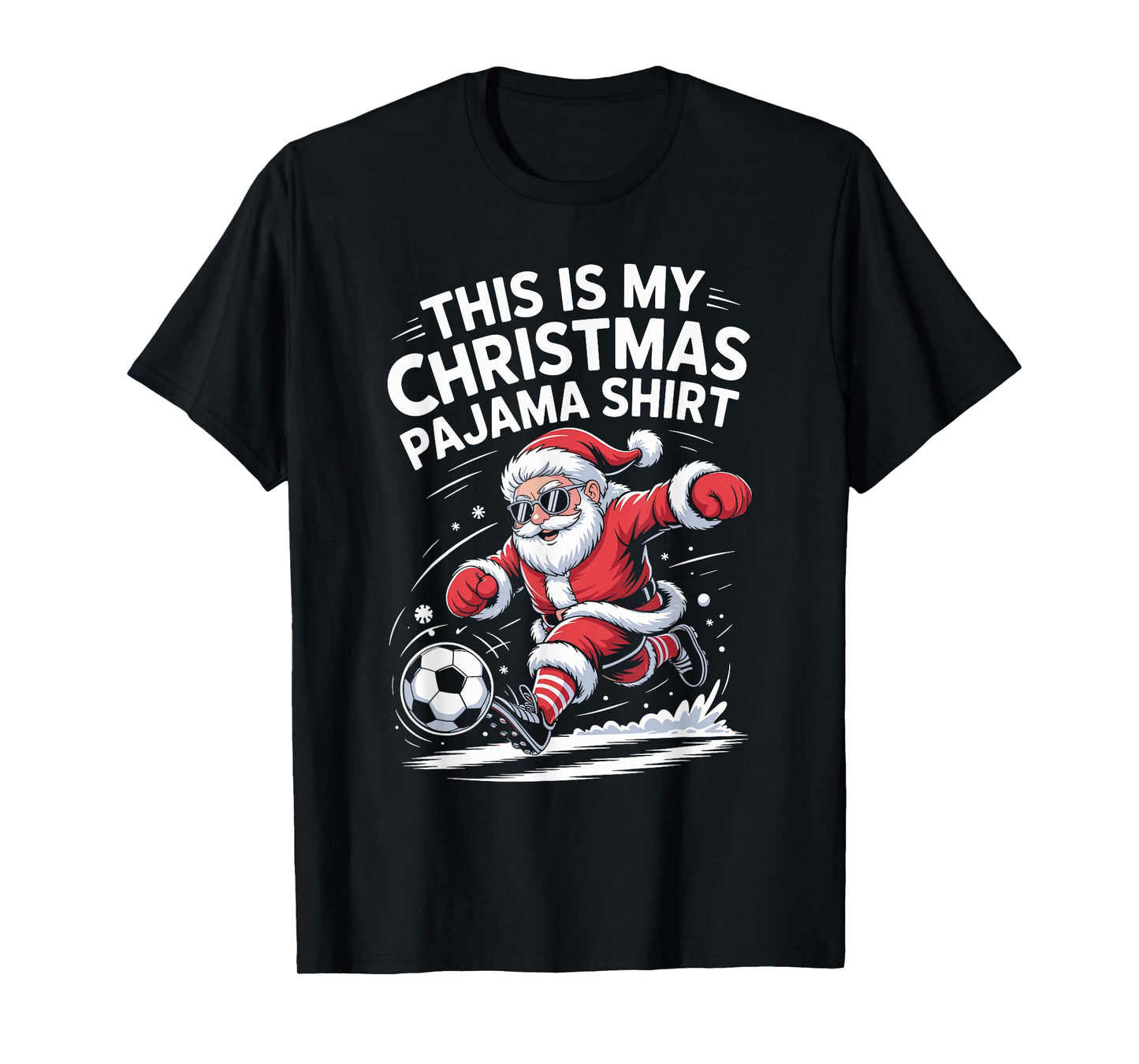 Funny Santa Claus Soccer Player Christmas for Kids Men T-Shirt