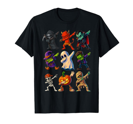 Dabbing Halloween Boys Skeleton Zombie Scary Pumpkin Mummy T-Shirt